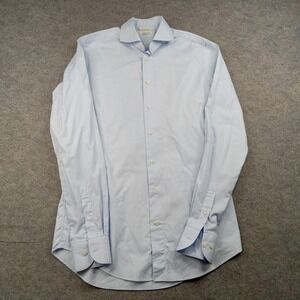 Suitsupply Shirt Mens 42 Blue Solid Egyptian Cotton Slim Fit Dress Long Sleeve‎